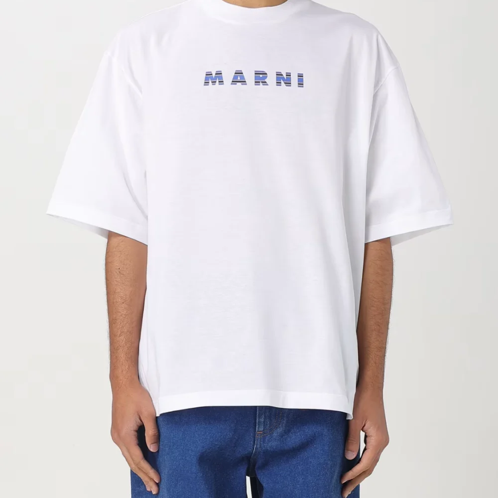 Marni – טי־שירט לבנה עם לוגו מודפס - Hover