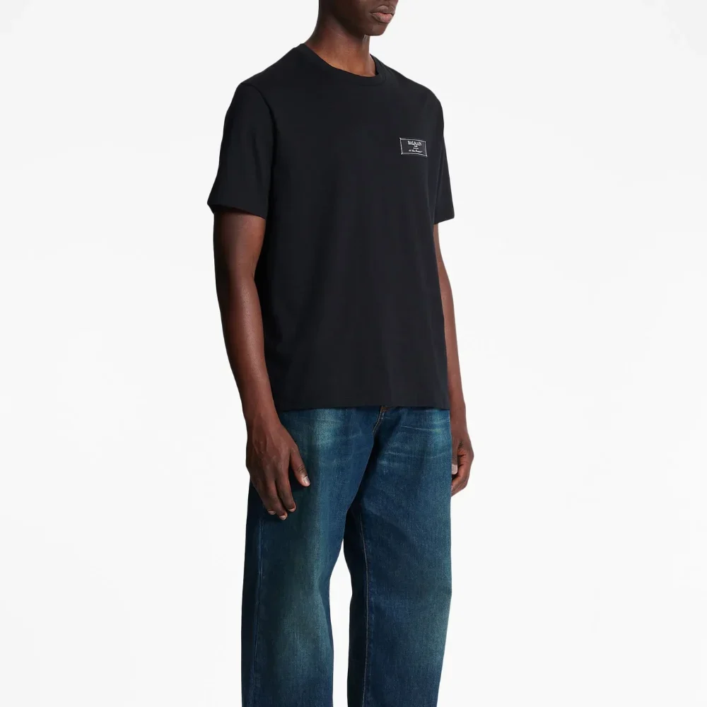 Balmain – טי־שירט שחורה Patch בחזית - Hover
