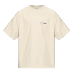 Balenciaga – טי־שירט בז' אוברסייז עם רקמת לוגו
