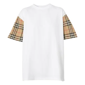 טי־שירט לבנה Oversize עם שרוולי Check Icon