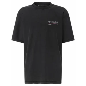 Balenciaga – טי־שירט שחור אוברסייז עם רקמת לוגו